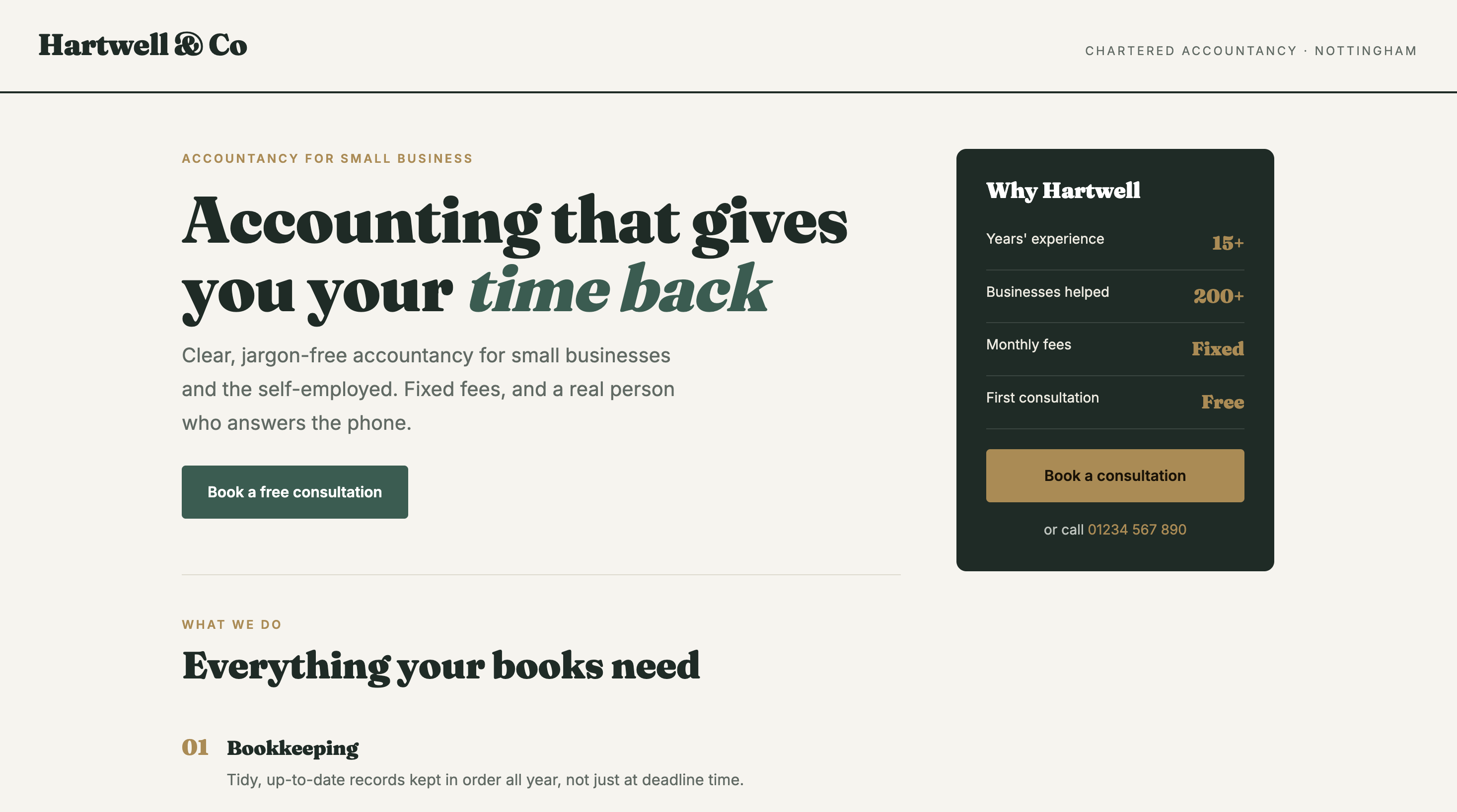 Hartwell & Co landing page